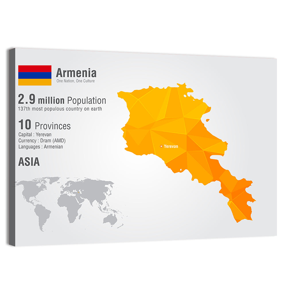 Armenia Low-poly Map Infographic Wall Art