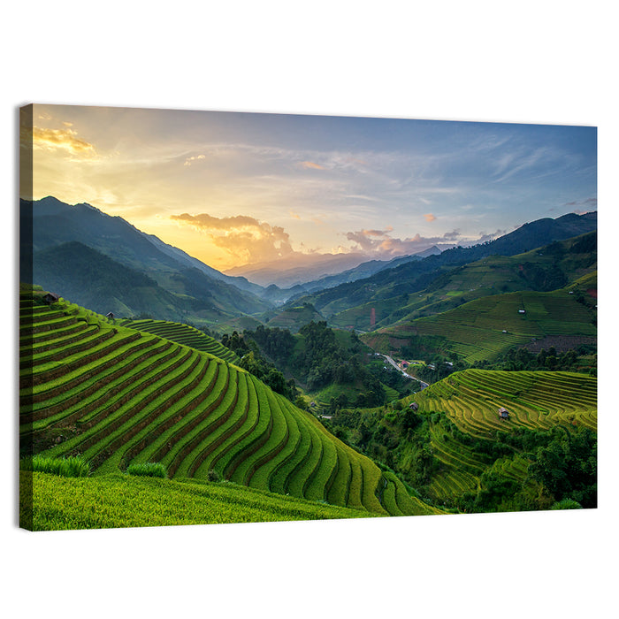 Vietnam Terraced Rice Fields Wall Art as a canvas print