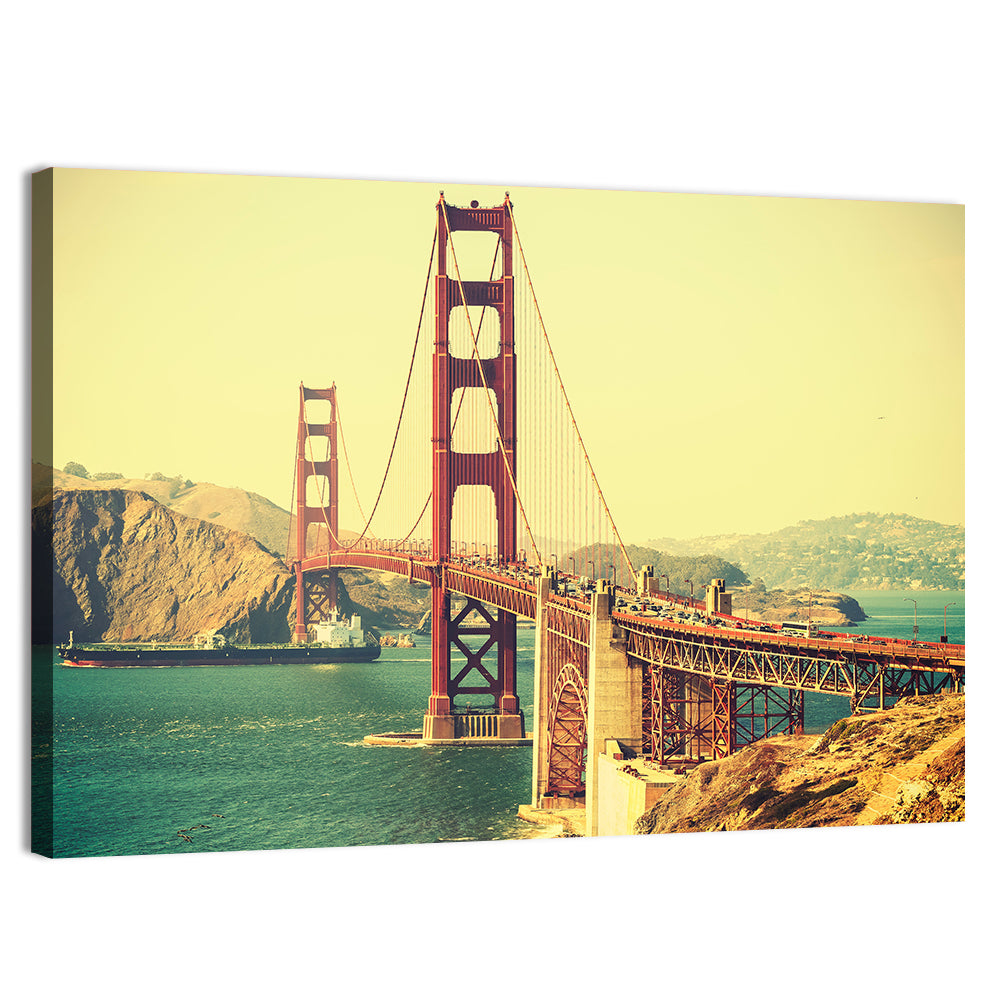 Golden Gate Bridge with Cargo Ship Wall Art