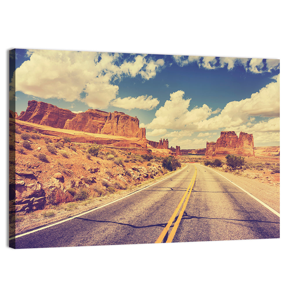 Vintage Desert Road USA Wall Art, canvas print, landscape