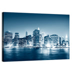 New York Night Skyline Reflection Wall Art