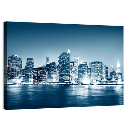New York Night Skyline Reflection Wall Art