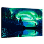 Northern Lights Over Mountain Lake Wall Art