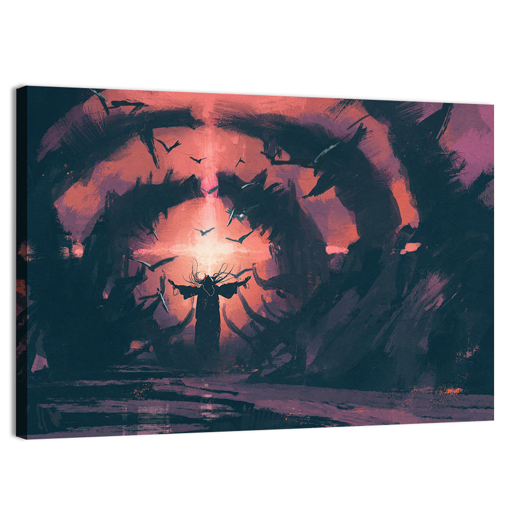 Old Wizard Casting a Spell Wall Art