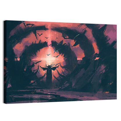 Old Wizard Casting a Spell Wall Art