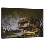 Halloween House at Dusk Wall Art