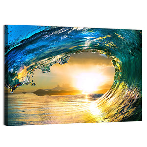 Colored Ocean Wave Sunset Wall Art