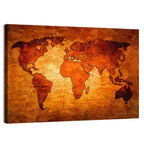 Glowing Orange World Map Wall Art