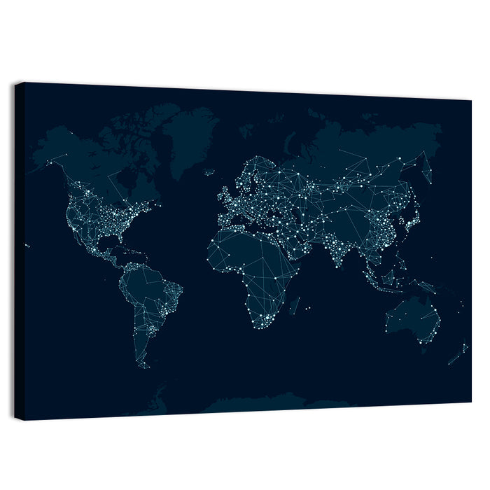 Global Communications Network Map Wall Art as a canvas print
