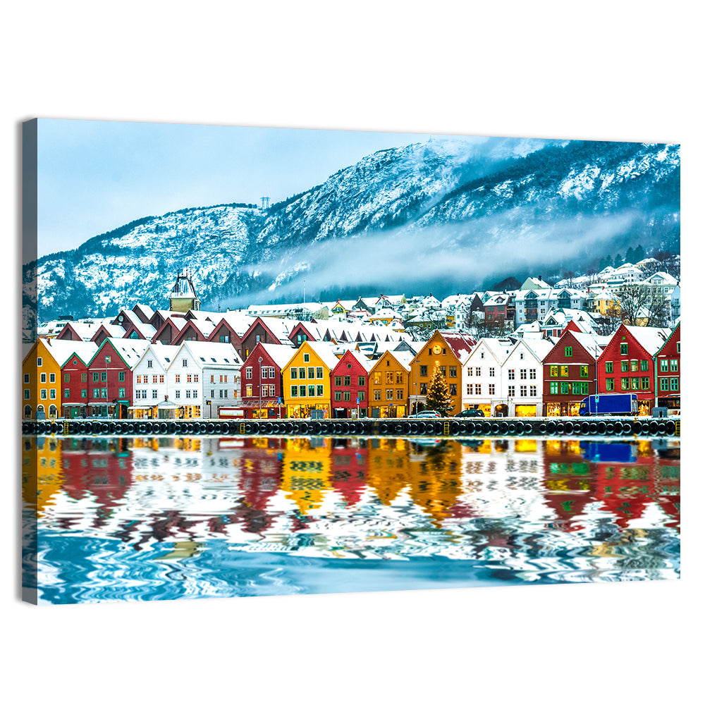 Bryggen Wharf in Bergen Wall Art, canvas print, landscape
