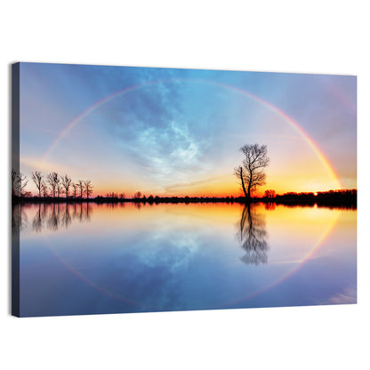 Rainbow Sunrise Over Lake Wall Art