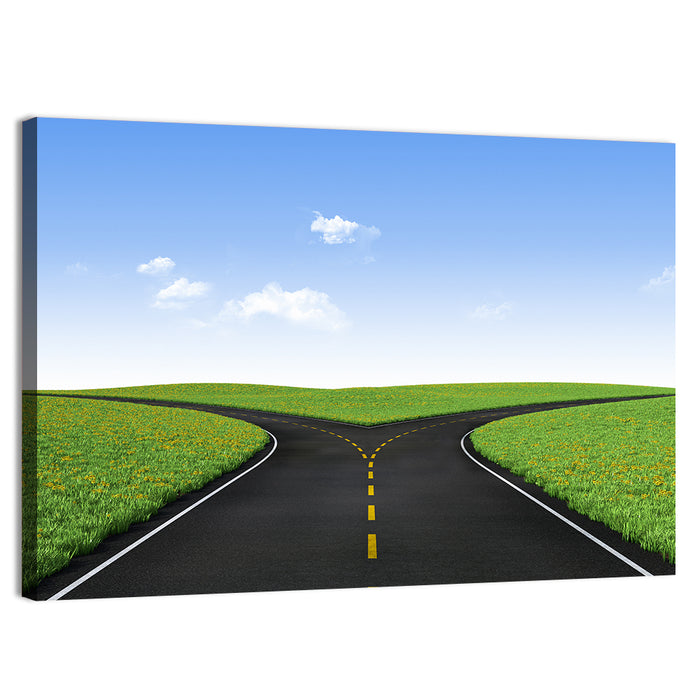 Forked Road Wall Art as a canvas print