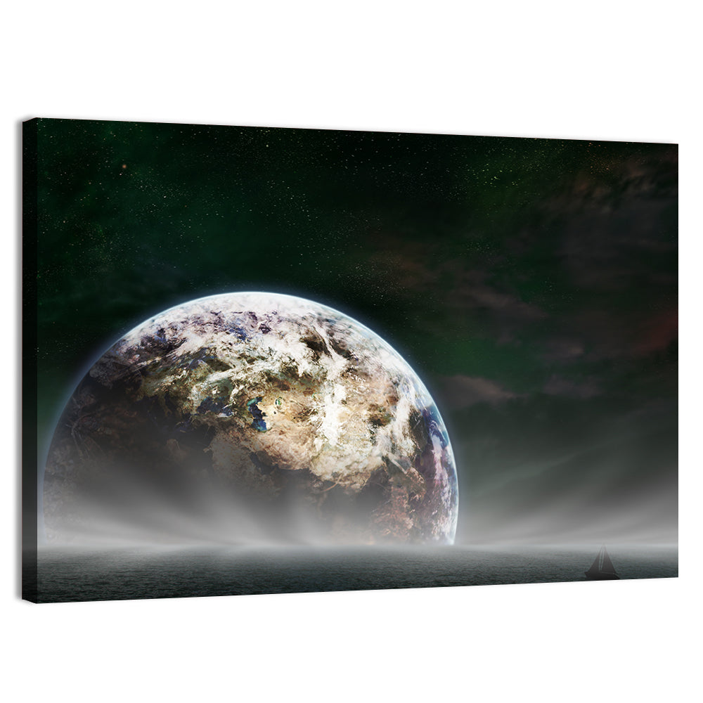 Earth Rising Over Ocean Wall Art