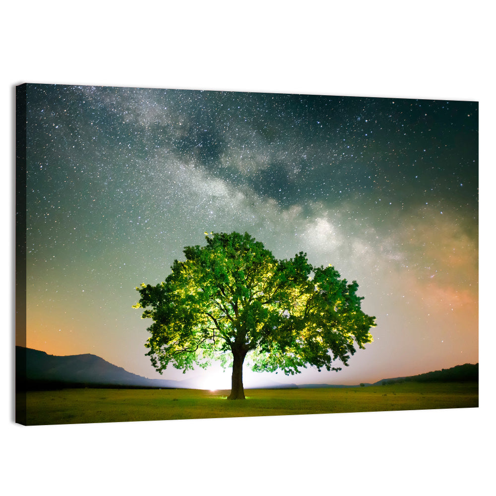 Lone Tree Under Milky Way Wall Art