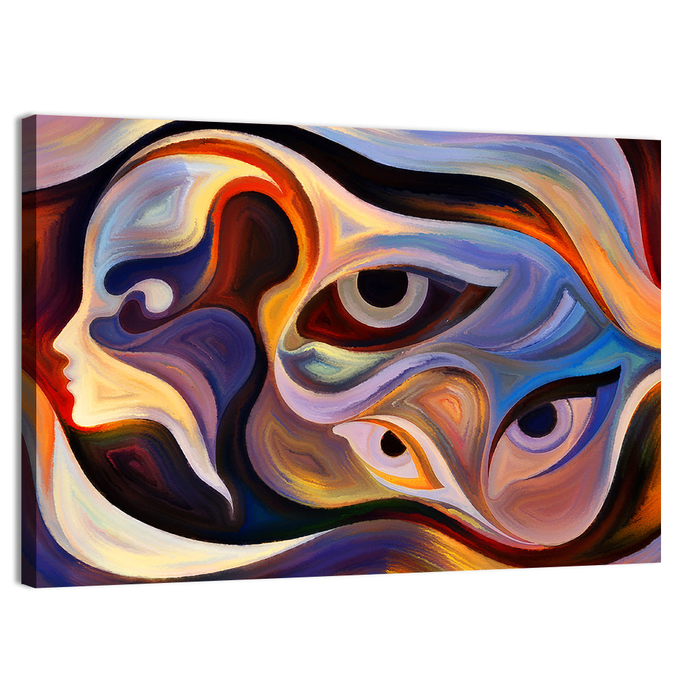 Surreal Profile with Multiple Eyes Wall Art, canvas print, landscape