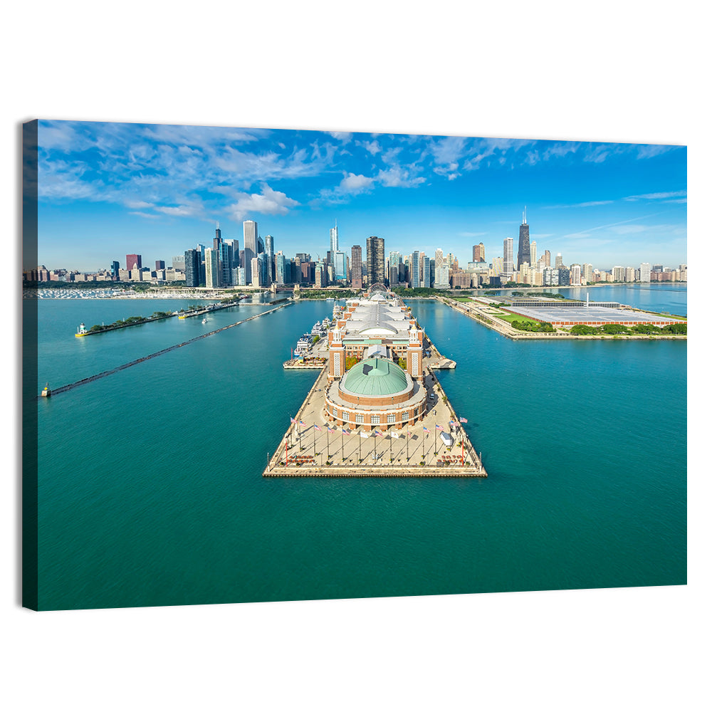 Chicago Navy Pier Aerial View Wall Art