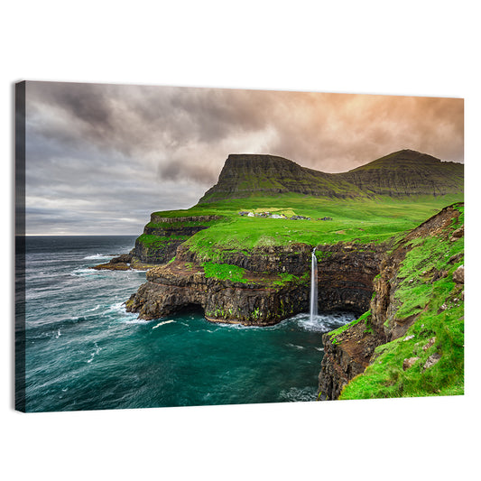 Gásadalur Múlafossur Waterfall Wall Art