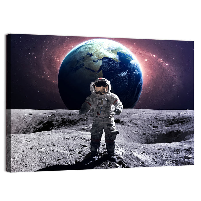 Astronaut at Lunar Spacewalk Wall Art as a canvas print