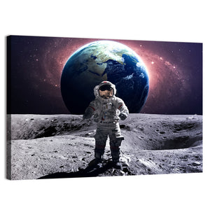 Astronaut At Spacewalk On Moon Wall Art