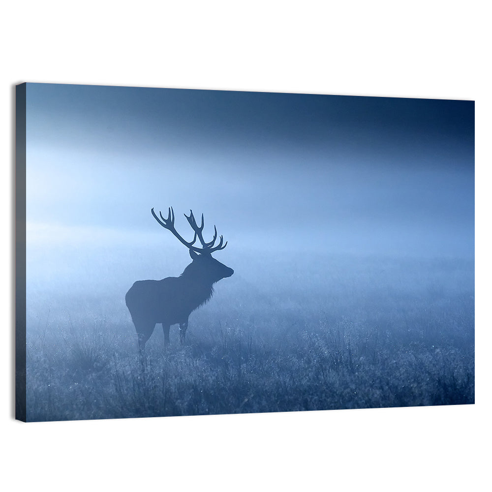 Red Deer Stag Silhouette Wall Art, canvas print, landscape