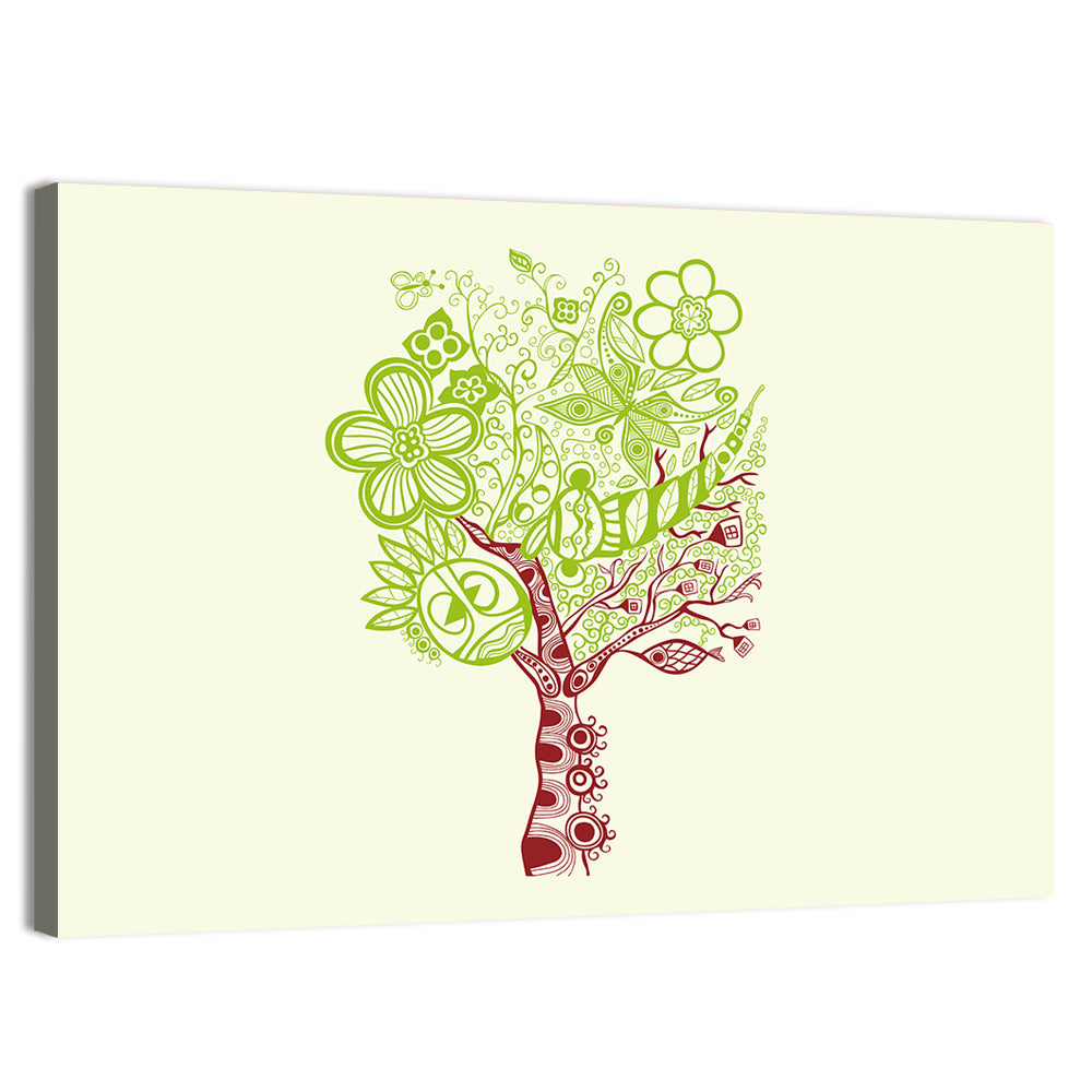 Surreal Tree with Sun Face Wall Art, canvas print, landscape