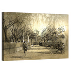 Late Afternoon Park Walkway Sketch Wall Art