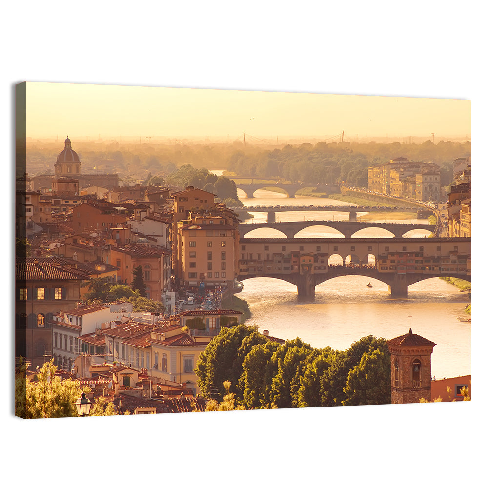 Ponte Vecchio at Golden Hour Wall Art, canvas print, landscape