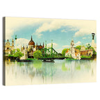 Budapest Riverfront Watercolor Wall Art