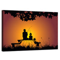 Dockside Sunset Fishing Silhouette Wall Art