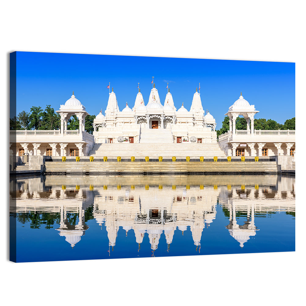 Ornate White Hindu Temple, Atlanta Wall Art, canvas print, landscape