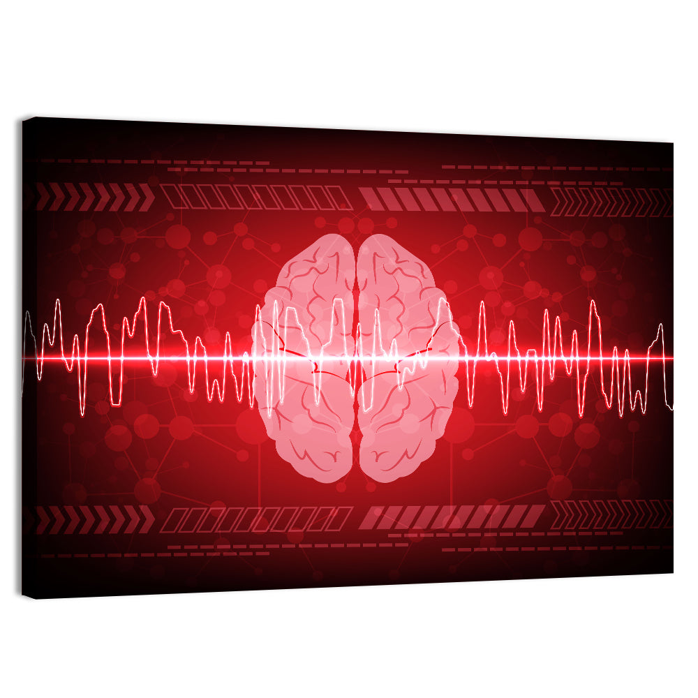 Red Brain Wave Concept Wall Art, canvas print, landscape