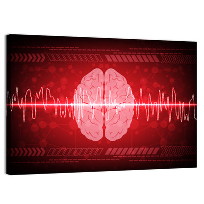 Red Brain Wave Concept Wall Art