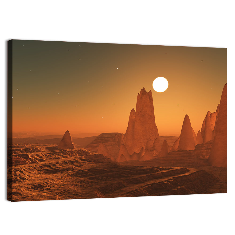 3d Surreal Alien Sunset Wall Art, canvas print, landscape