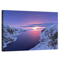 Snow-capped Mountain Fjord Sunset Wall Art