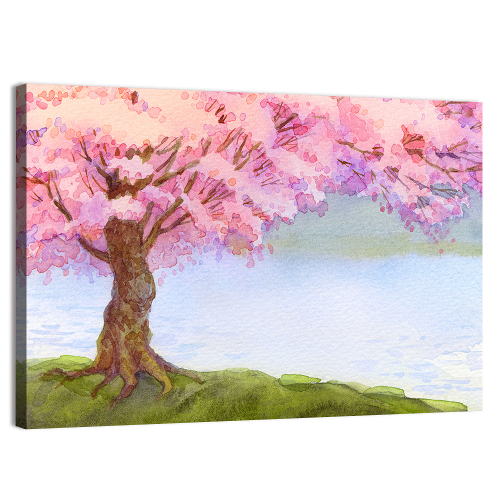 Flowering Pink Tree Wall Art, canvas print, landscape
