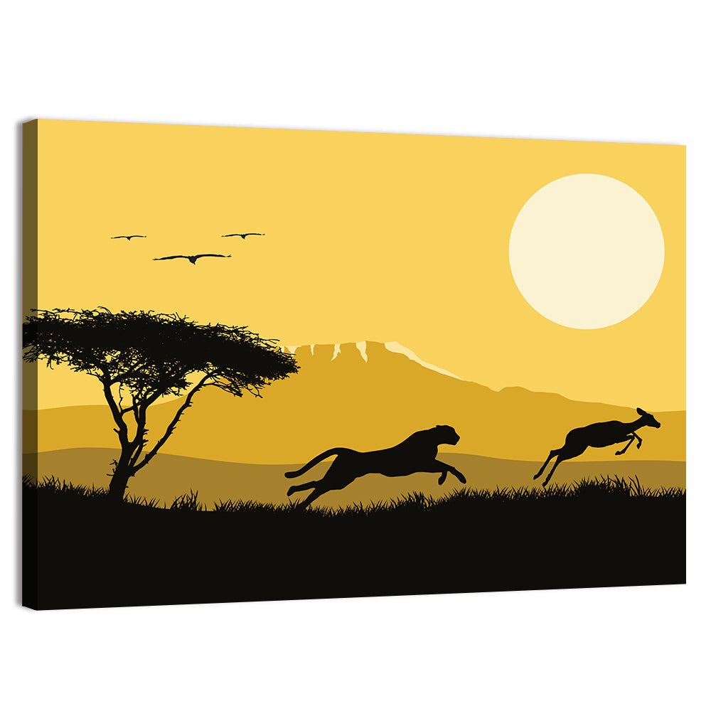 Savannah Sunset Silhouette Wall Art, canvas print, landscape