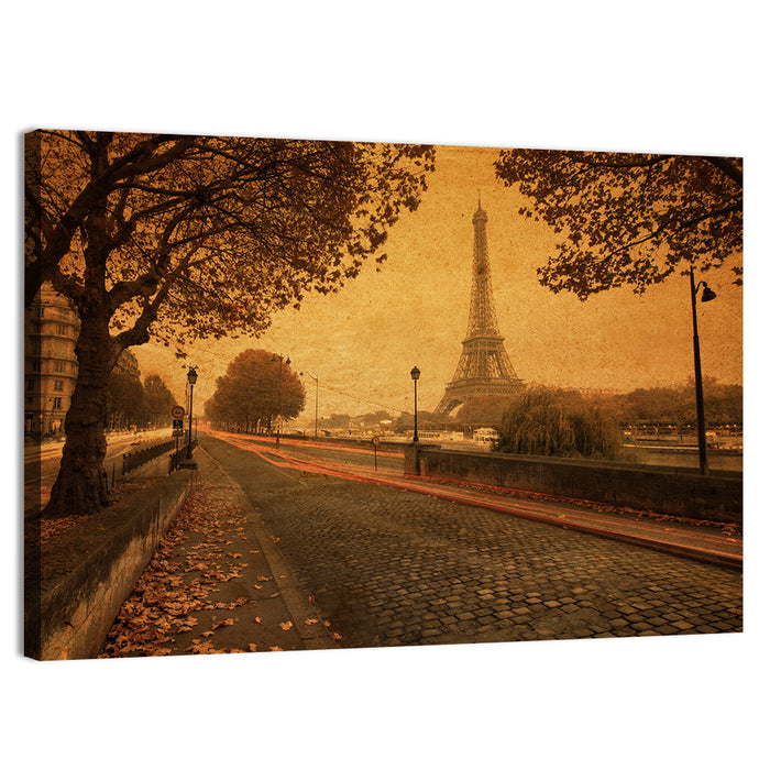 Paris Street Autumn Dusk Wall Art as a canvas print