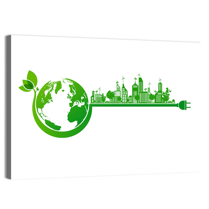 Earth and City Eco Concept Wall Art as a canvas print