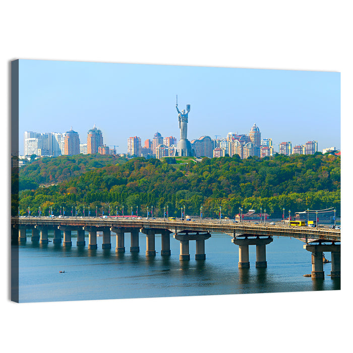 Paton Bridge with Mother Ukraine, Kyiv Wall Art as a canvas print