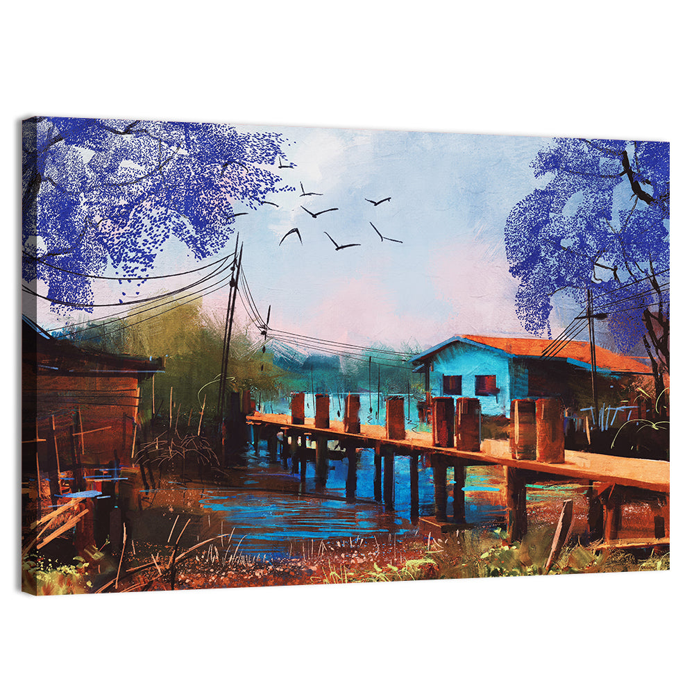 Rustic Fishing Village Pier Wall Art