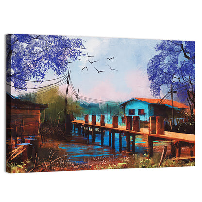 Rustic Fishing Village Pier Wall Art