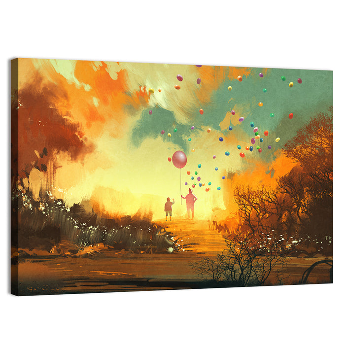 Magician Holding Balloon Wall Art as a canvas print