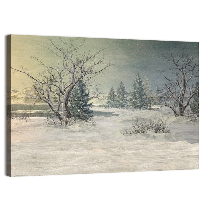 Winter Tundra Landscape Wall Art as a canvas print