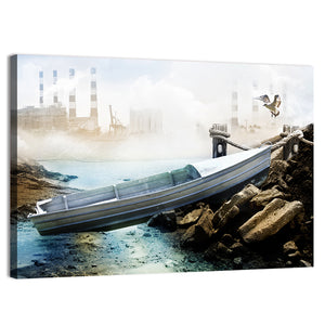 Boat On Dry Lake Bed Wall Art