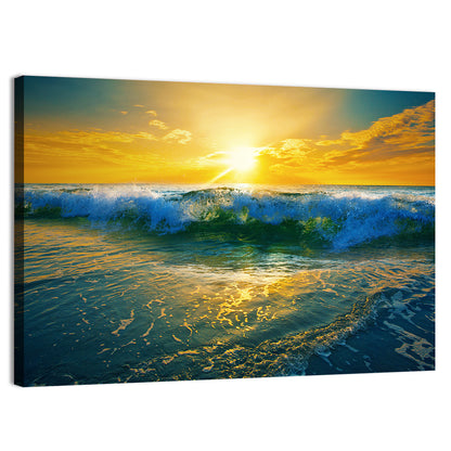 Ocean Waves At Sunrise Wall Art