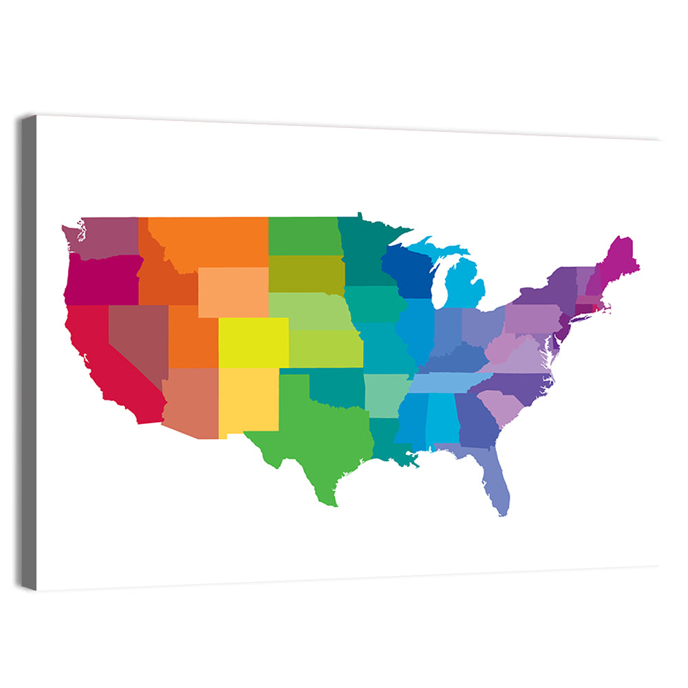 Rainbow United States Map Wall Art, canvas print, landscape