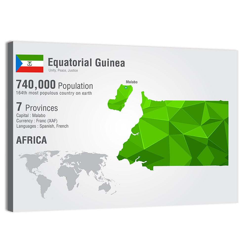 Equatorial Guinea Map Wall Art, canvas print, landscape