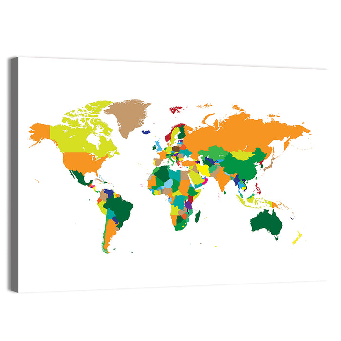 Modern Graphic World Map Wall Art as a canvas print