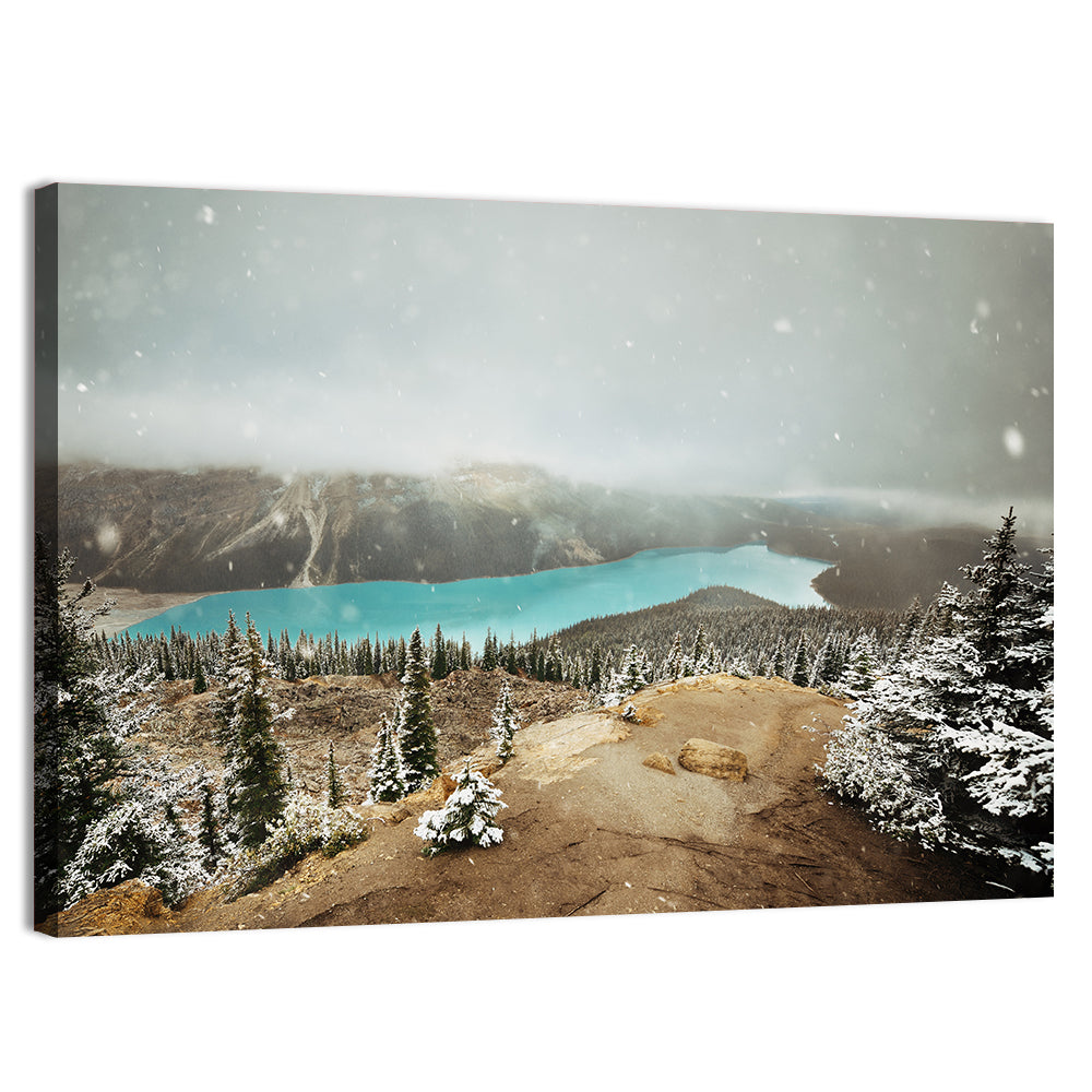 Peyto Lake in Winter Wall Art, canvas print, landscape