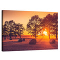 Sunset Over Hay Bales Wall Art